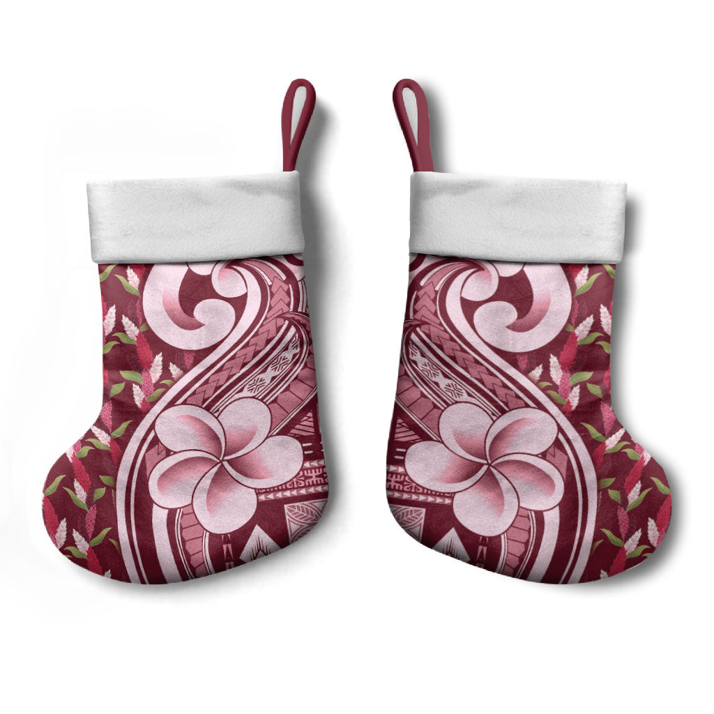 Samoa Teuila Christmas Stocking Maroon Samoan Siapo Motifs LT05 - Polynesian Pride