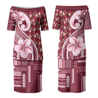 Samoa Teuila Couples Matching Puletasi and Hawaiian Shirt Maroon Samoan Siapo Motifs LT05 - Polynesian Pride