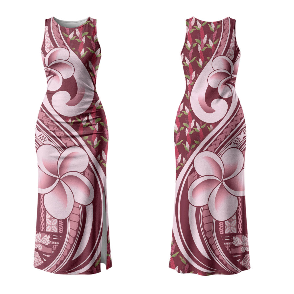 Samoa Teuila Couples Matching Tank Maxi Dress and Hawaiian Shirt Maroon Samoan Siapo Motifs LT05 - Polynesian Pride