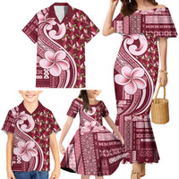 Samoa Teuila Family Matching Mermaid Dress and Hawaiian Shirt Maroon Samoan Siapo Motifs