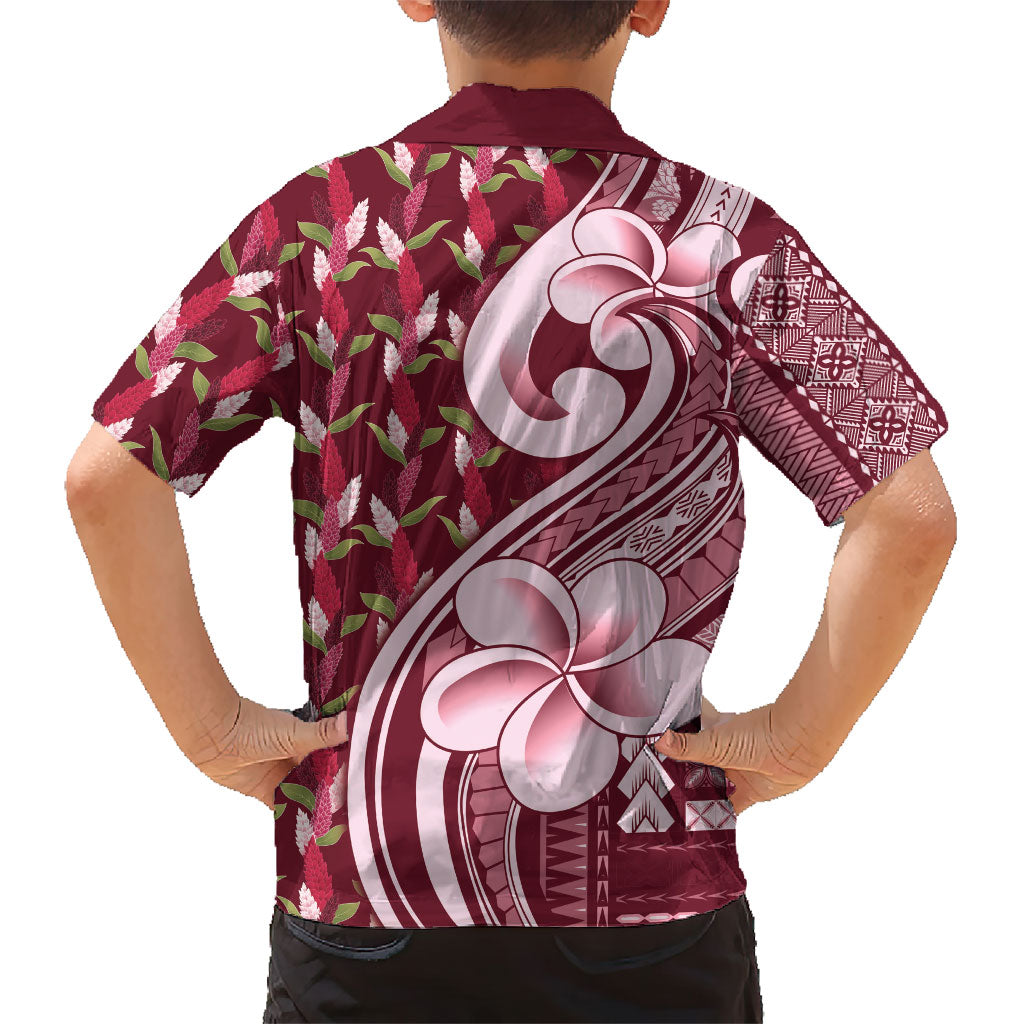 Samoa Teuila Family Matching Off Shoulder Short Dress and Hawaiian Shirt Maroon Samoan Siapo Motifs