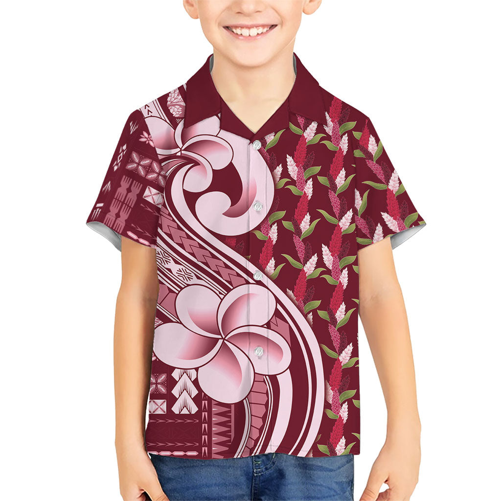 Samoa Teuila Family Matching Puletasi and Hawaiian Shirt Maroon Samoan Siapo Motifs