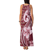 Samoa Teuila Family Matching Tank Maxi Dress and Hawaiian Shirt Maroon Samoan Siapo Motifs