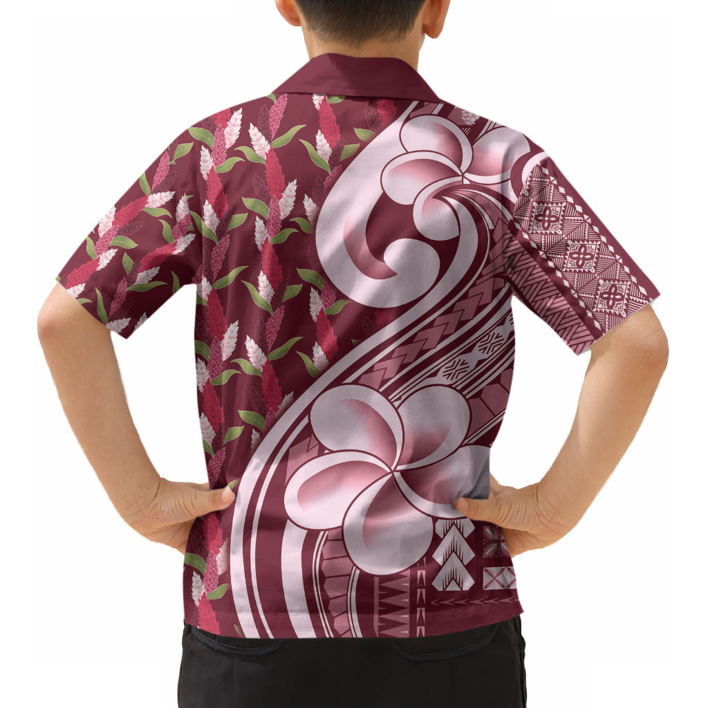 Samoa Teuila Kid Hawaiian Shirt Maroon Samoan Siapo Motifs LT05 - Polynesian Pride