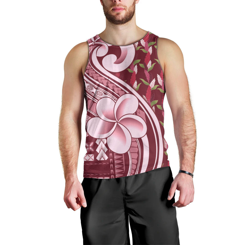 Samoa Teuila Men Tank Top Maroon Samoan Siapo Motifs