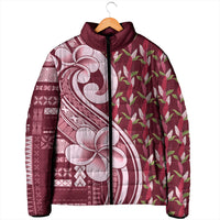 Samoa Teuila Padded Jacket Maroon Samoan Siapo Motifs
