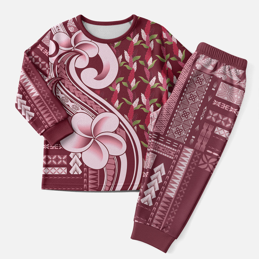Samoa Teuila Christmas Pajama Set Maroon Samoan Siapo Motifs LT05 Men Maroon - Polynesian Pride
