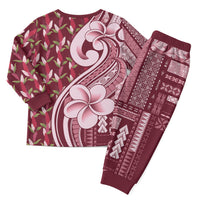 Samoa Teuila Christmas Pajama Set Maroon Samoan Siapo Motifs LT05 - Polynesian Pride