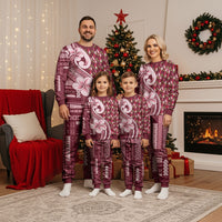 Samoa Teuila Christmas Pajama Set Maroon Samoan Siapo Motifs LT05 - Polynesian Pride