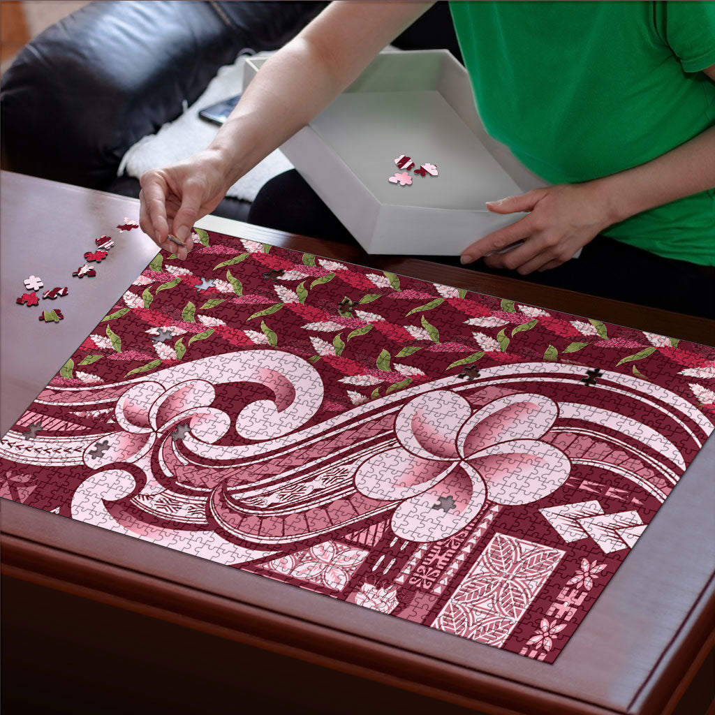 Samoa Teuila Puzzle Maroon Samoan Siapo Motifs