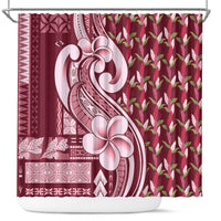 Samoa Teuila Shower Curtain Maroon Samoan Siapo Motifs