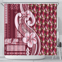 Samoa Teuila Shower Curtain Maroon Samoan Siapo Motifs