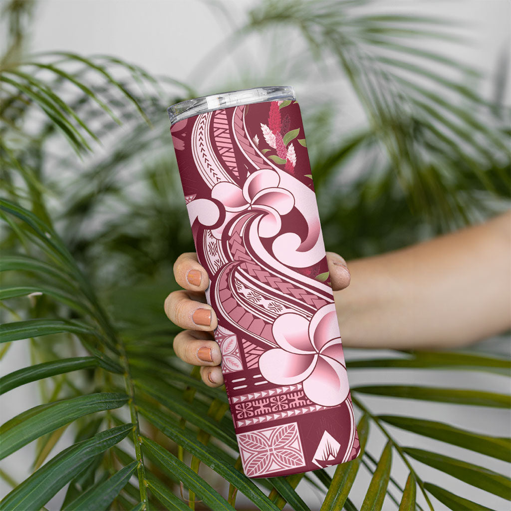 Samoa Teuila Skinny Tumbler Maroon Samoan Siapo Motifs