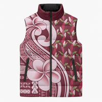 Samoa Teuila Sleeveless Puffer Jacket Maroon Samoan Siapo Motifs