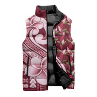 Samoa Teuila Sleeveless Puffer Jacket Maroon Samoan Siapo Motifs