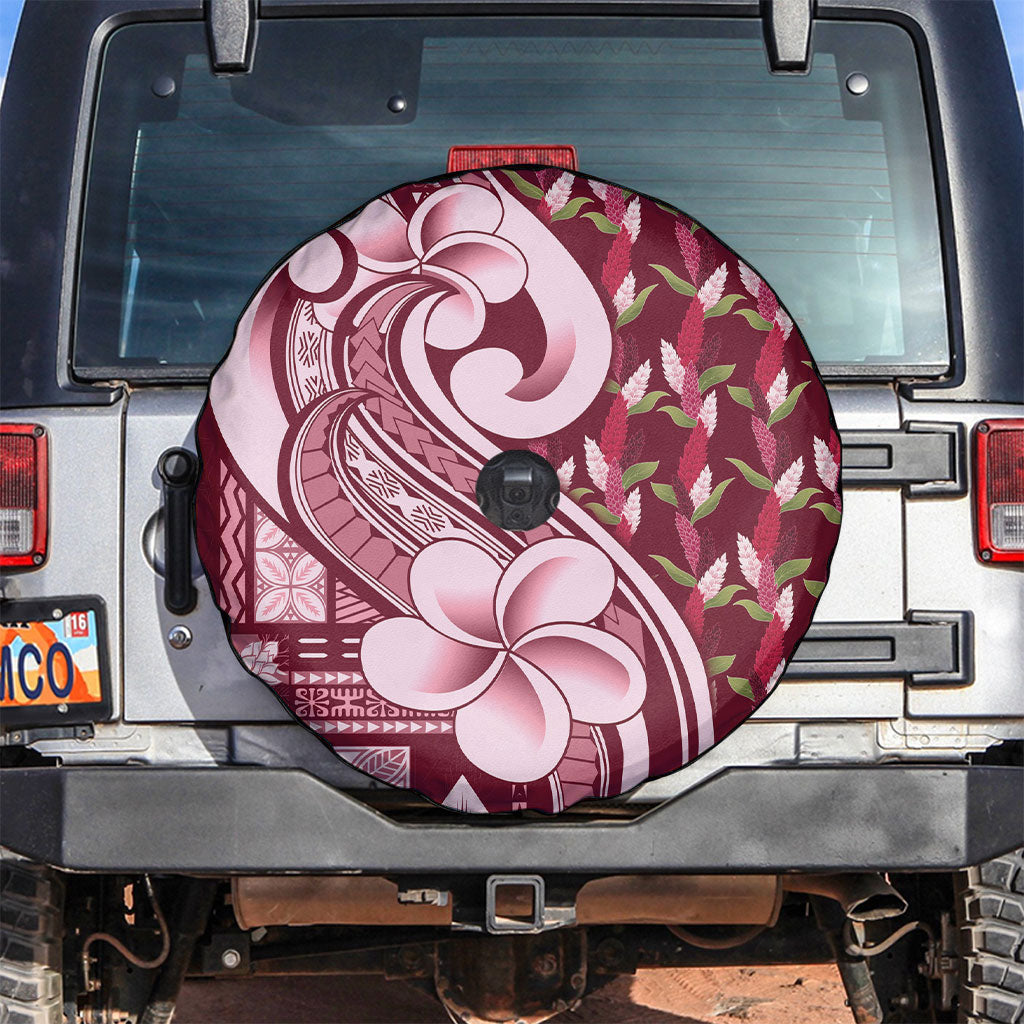 Samoa Teuila Spare Tire Cover Maroon Samoan Siapo Motifs