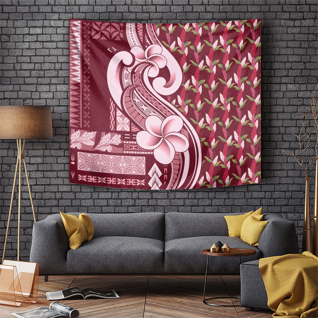 Samoa Teuila Tapestry Maroon Samoan Siapo Motifs