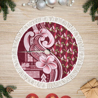 Samoa Teuila Tree Skirt Maroon Samoan Siapo Motifs LT05 Fringed Maroon - Polynesian Pride