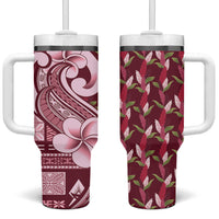 Samoa Teuila Tumbler With Handle Maroon Samoan Siapo Motifs