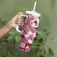 Samoa Teuila Tumbler With Handle Maroon Samoan Siapo Motifs