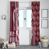 Samoa Teuila Window Curtain Maroon Samoan Siapo Motifs
