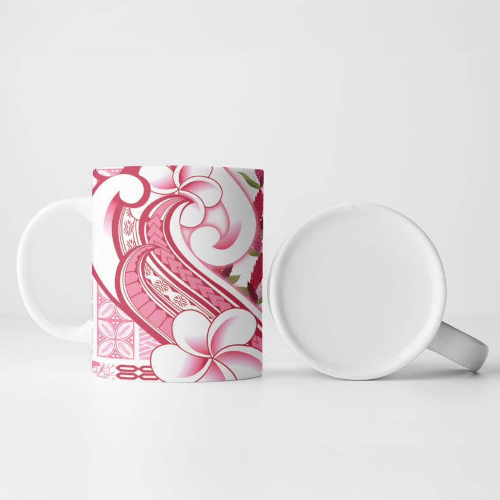 Samoa Teuila Ceramic Mug White Samoan Siapo Motifs