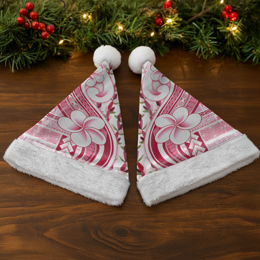 Samoa Teuila Christmas Santa Hat White Samoan Siapo Motifs LT05 - Polynesian Pride