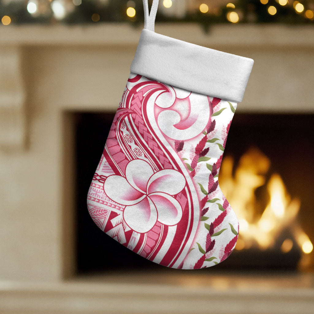 Samoa Teuila Christmas Stocking White Samoan Siapo Motifs LT05 Set of 2 White - Polynesian Pride