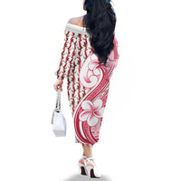Samoa Teuila Family Matching Off The Shoulder Long Sleeve Dress and Hawaiian Shirt White Samoan Siapo Motifs
