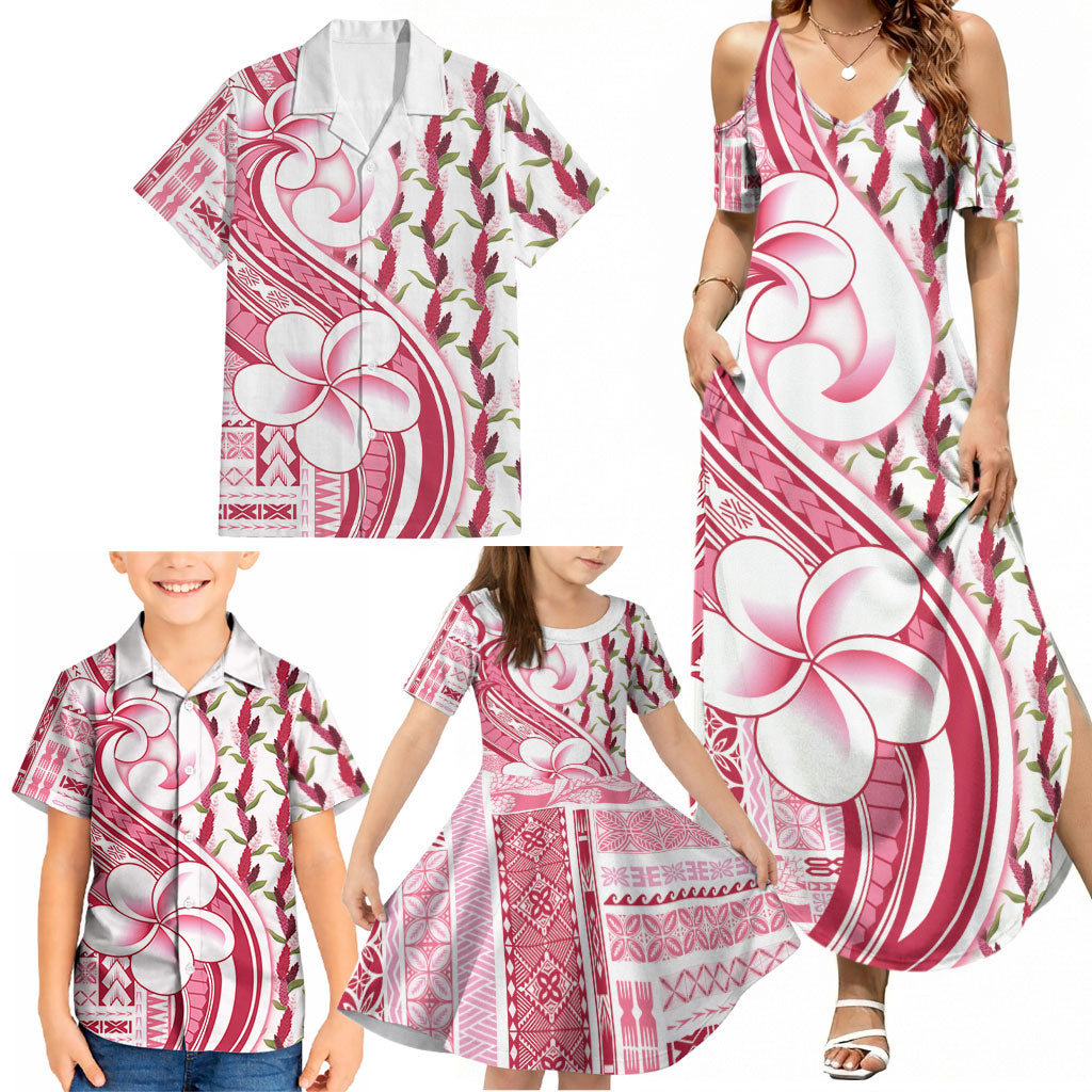 Samoa Teuila Family Matching Summer Maxi Dress and Hawaiian Shirt White Samoan Siapo Motifs LT05 - Polynesian Pride