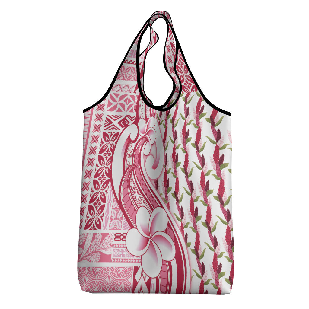 Samoa Teuila Grocery Bag White Samoan Siapo Motifs