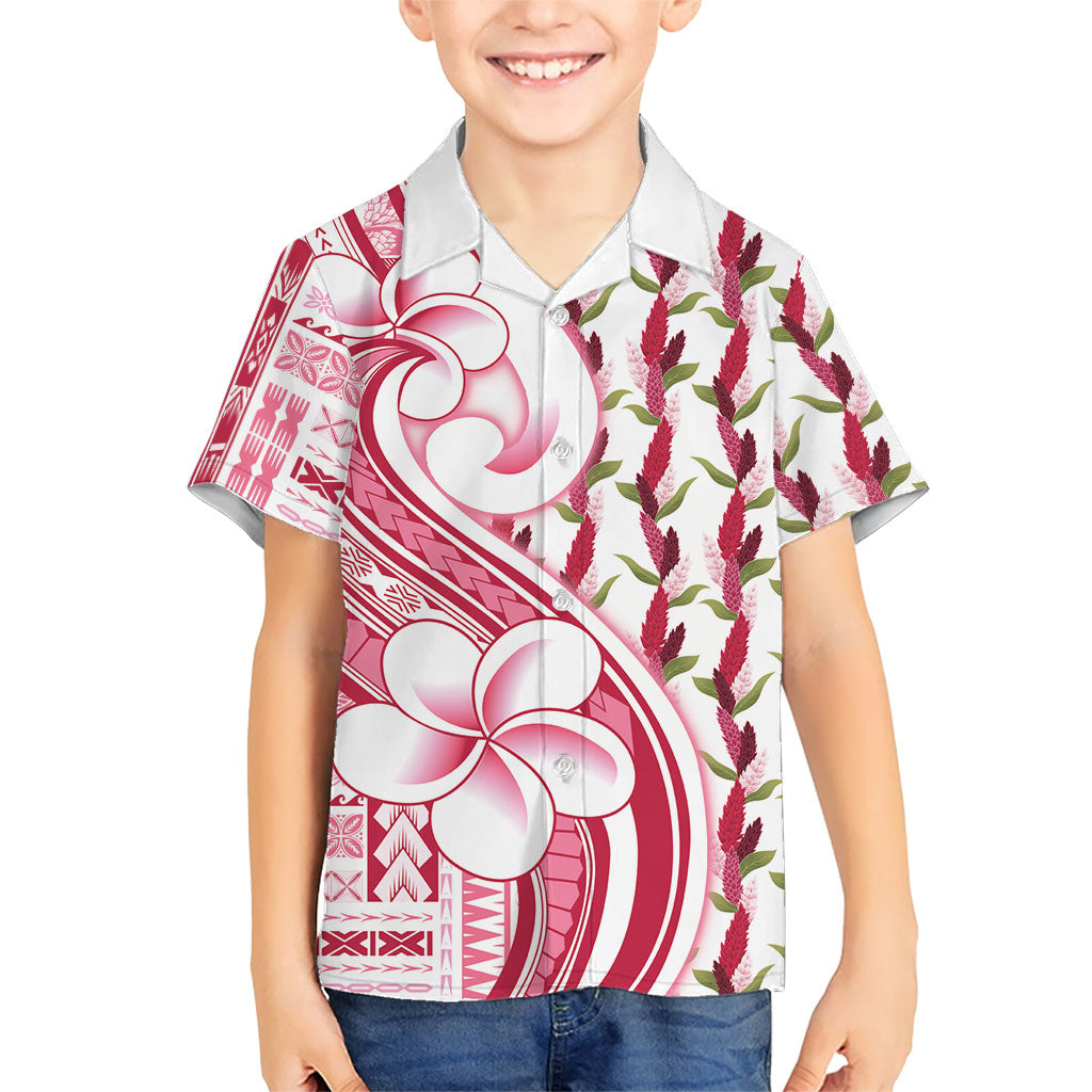 Samoa Teuila Kid Hawaiian Shirt White Samoan Siapo Motifs