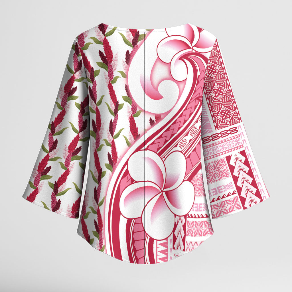 Samoa Teuila Kimono Sleeve Blouse White Samoan Siapo Motifs