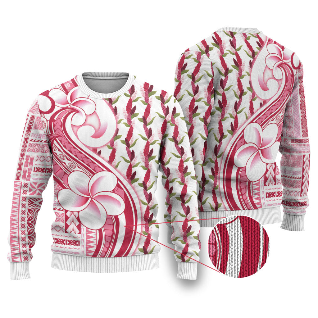 Samoa Teuila Ugly Christmas Sweater White Samoan Siapo Motifs LT05 White - Polynesian Pride