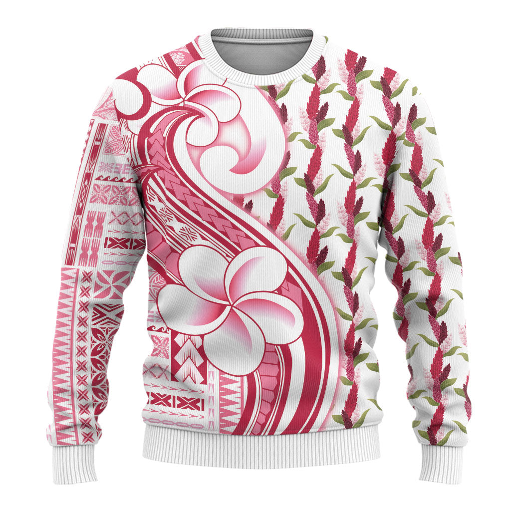 Samoa Teuila Ugly Christmas Sweater White Samoan Siapo Motifs LT05 - Polynesian Pride