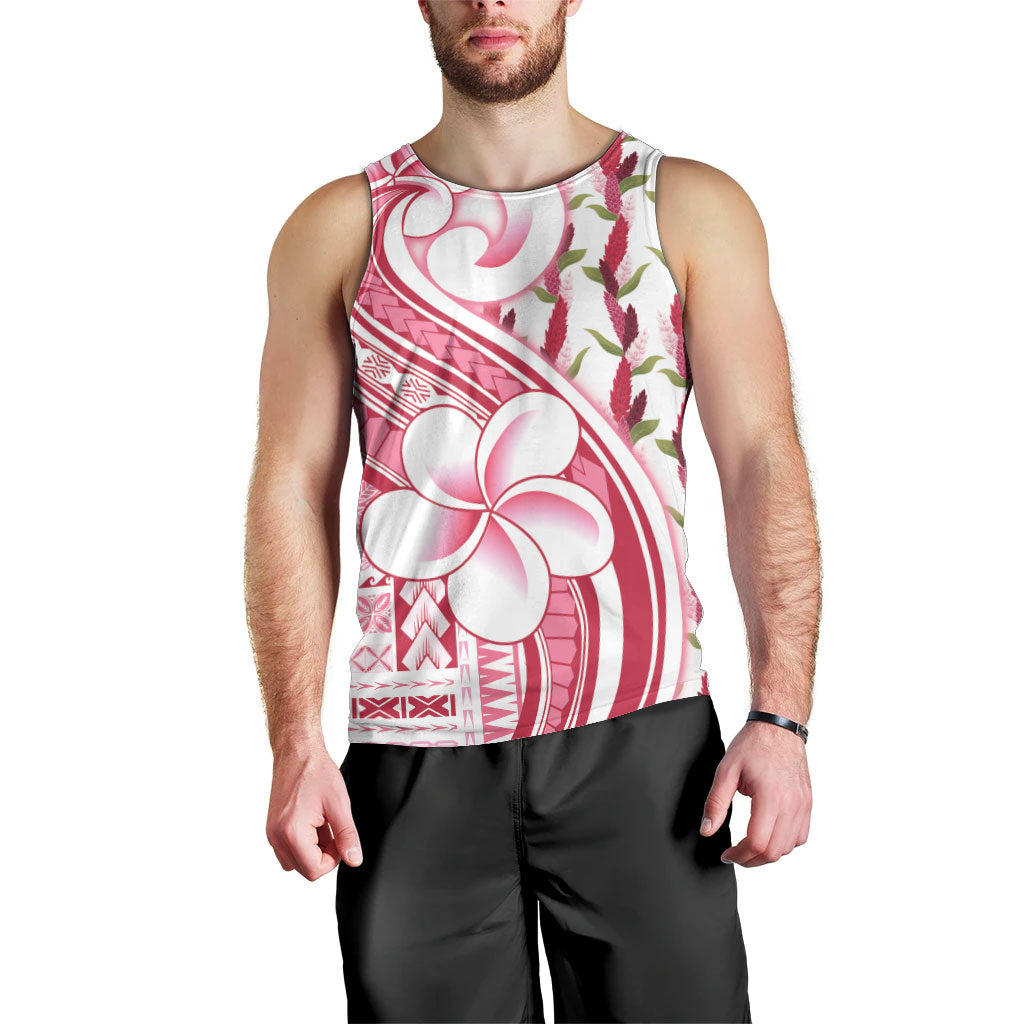 Samoa Teuila Men Tank Top White Samoan Siapo Motifs