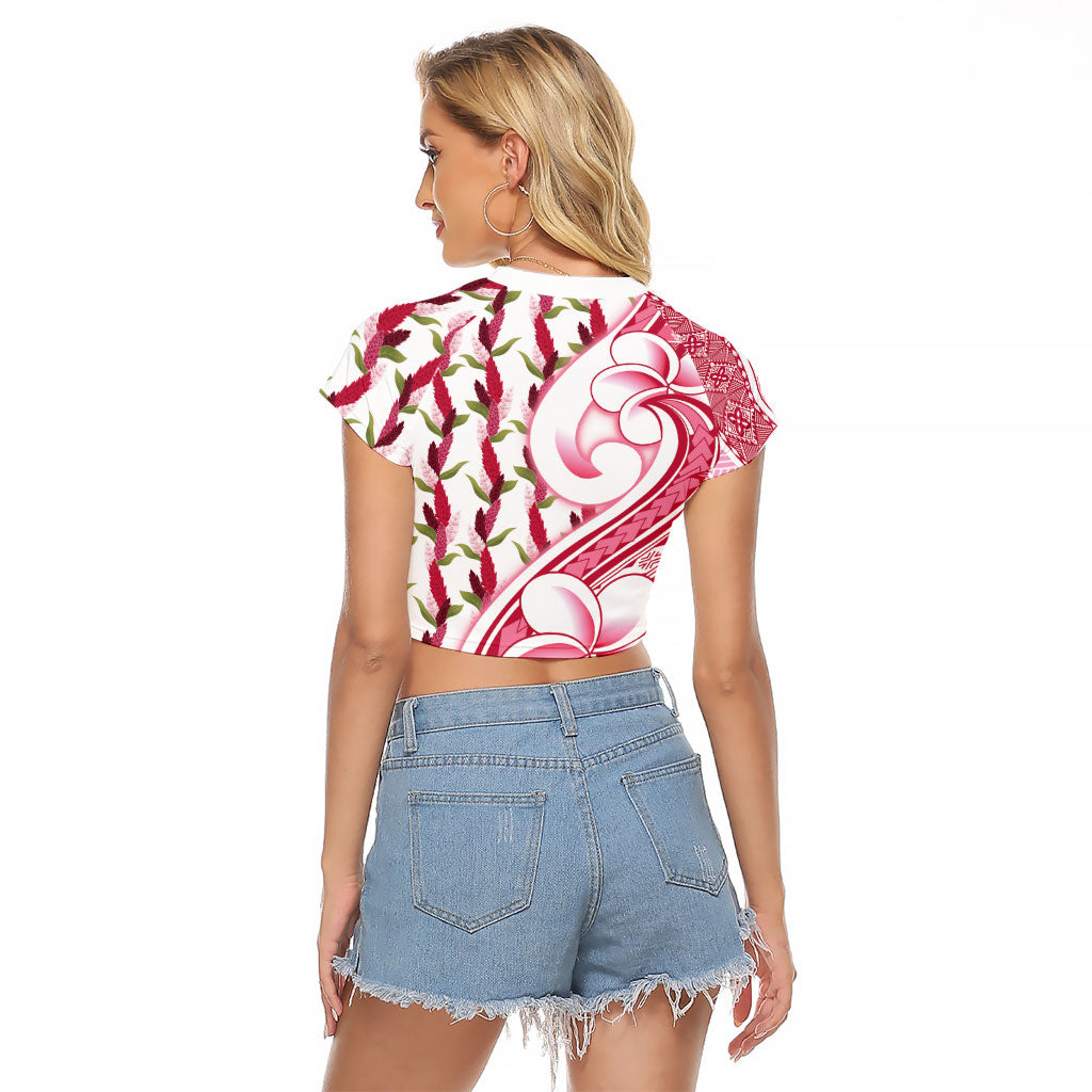 Samoa Teuila Raglan Cropped T Shirt White Samoan Siapo Motifs