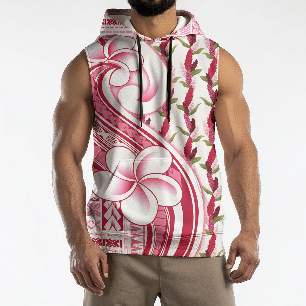 Samoa Teuila Sleeveless Hoodie White Samoan Siapo Motifs