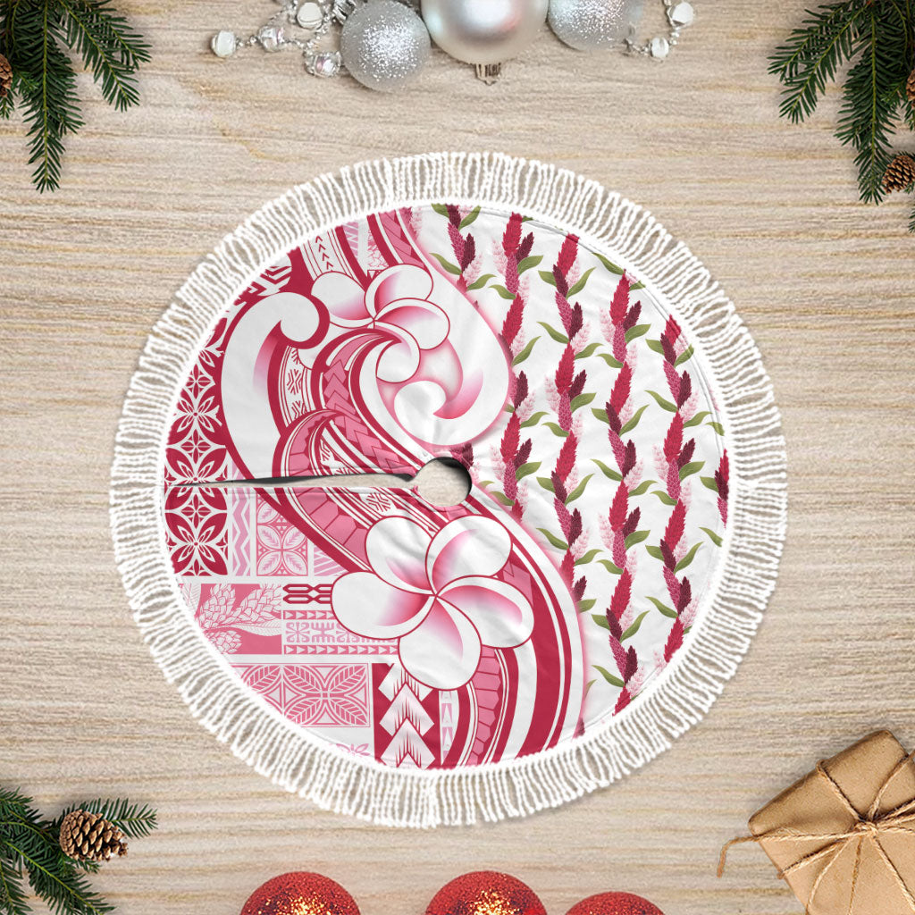 Samoa Teuila Tree Skirt White Samoan Siapo Motifs LT05 Fringed White - Polynesian Pride