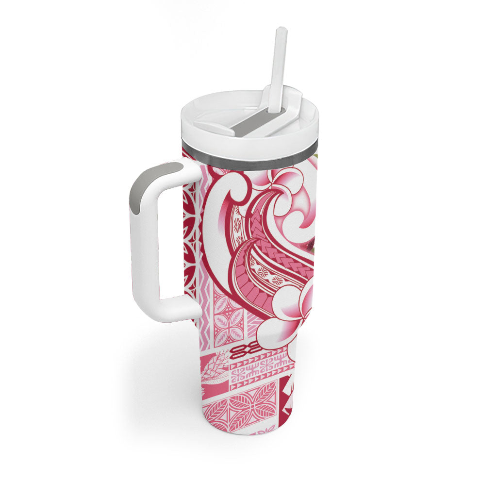 Samoa Teuila Tumbler With Handle White Samoan Siapo Motifs