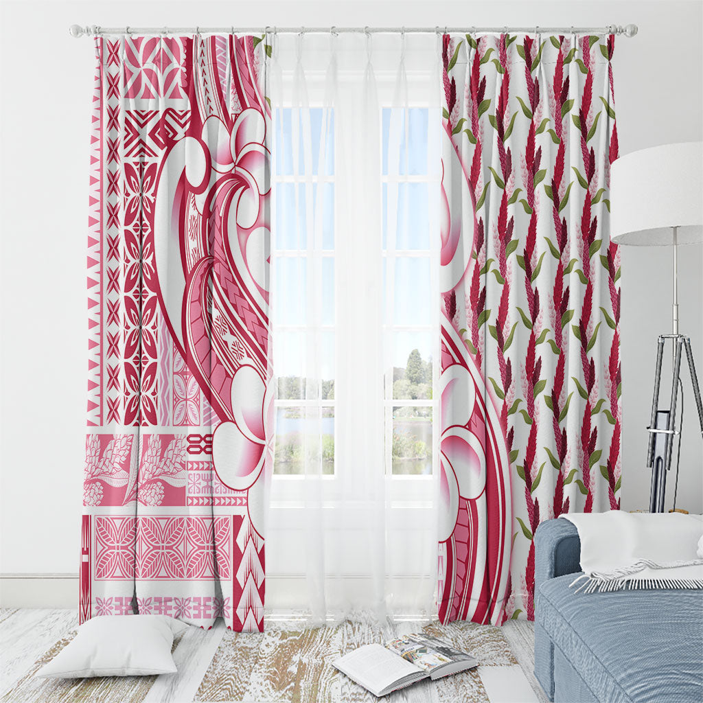 Samoa Teuila Window Curtain White Samoan Siapo Motifs