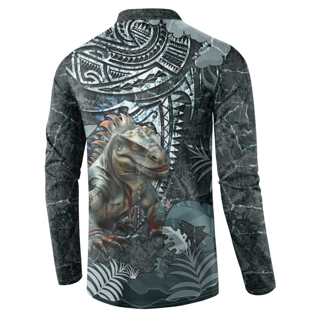 Hawaii Mo'o Lizard God Button Sweatshirt Polynesian Style