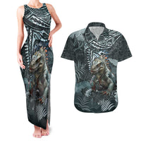 Hawaii Mo'o Lizard God Couples Matching Tank Maxi Dress and Hawaiian Shirt Polynesian Style
