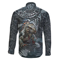 Hawaii Mo'o Lizard God Family Matching Off Shoulder Maxi Dress and Hawaiian Shirt Polynesian Style