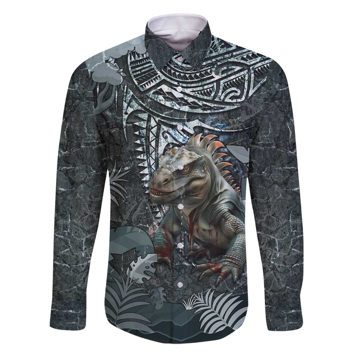 Hawaii Mo'o Lizard God Family Matching Off Shoulder Short Dress and Hawaiian Shirt Polynesian Style