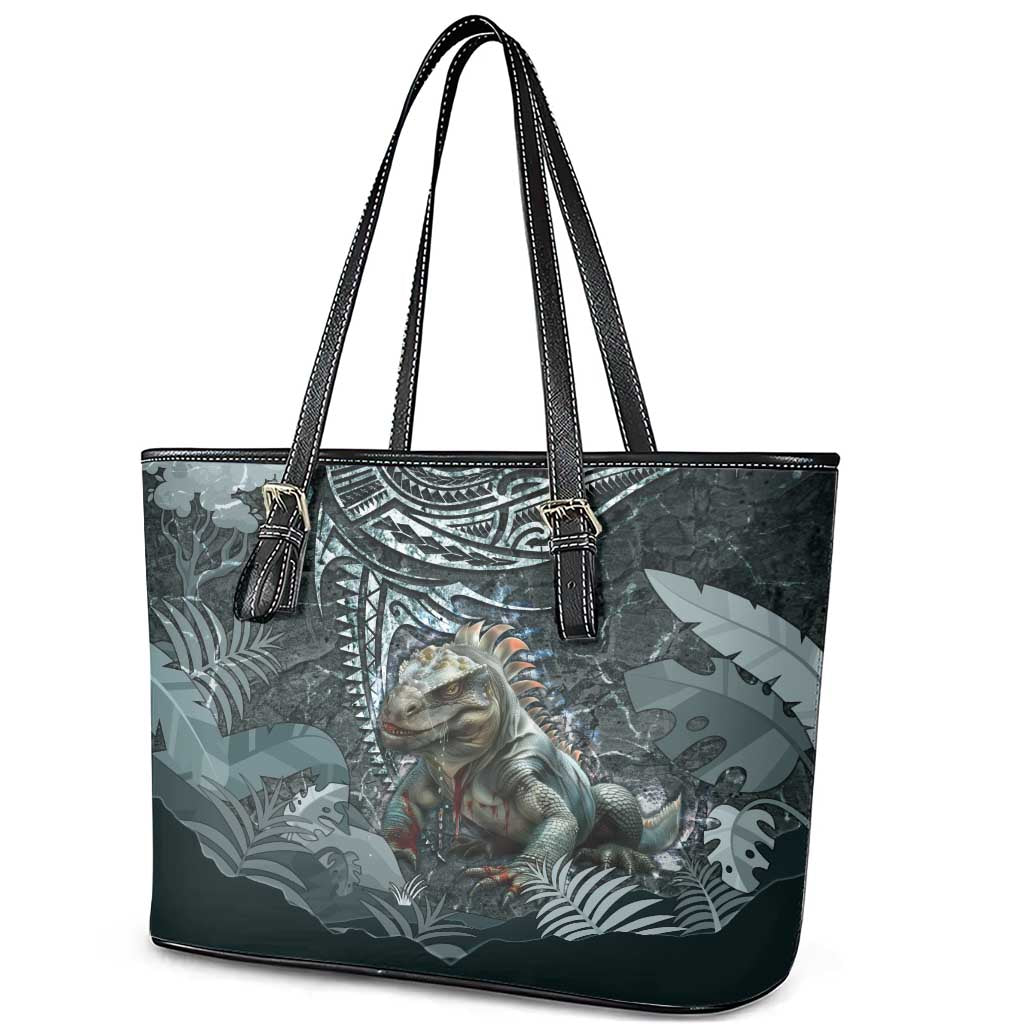 Hawaii Mo'o Lizard God Leather Tote Bag Polynesian Style