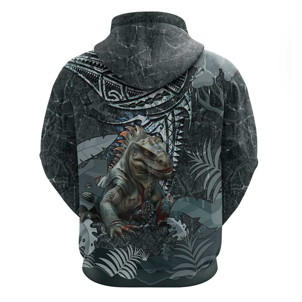Hawaii Mo'o Lizard God Zip Hoodie Polynesian Style