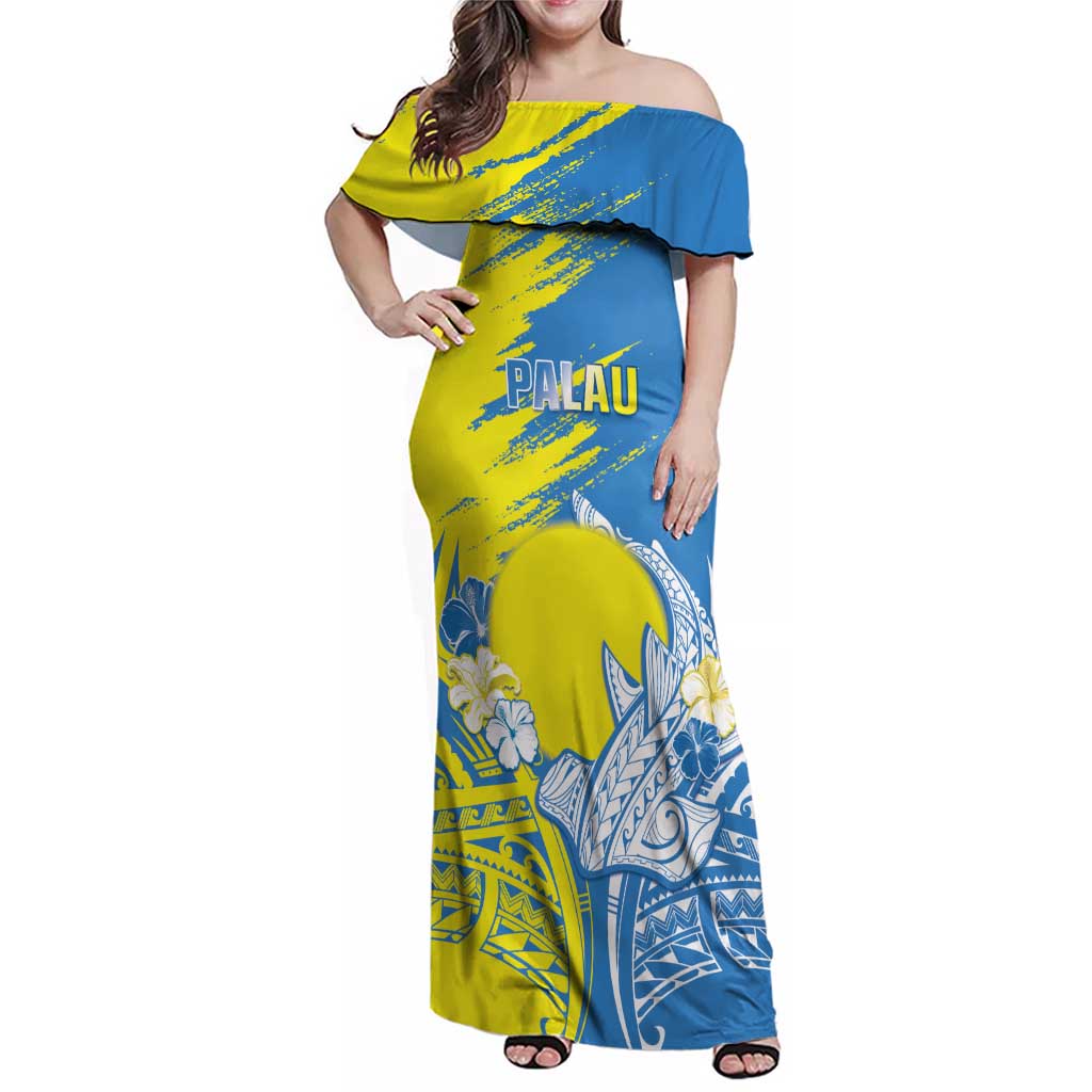 Palau Independence Day Family Matching Off Shoulder Maxi Dress and Hawaiian Shirt Happy 30th Anniversary