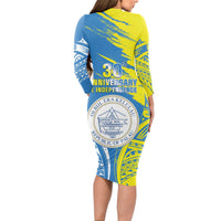 Palau Independence Day Long Sleeve Bodycon Dress Happy 30th Anniversary