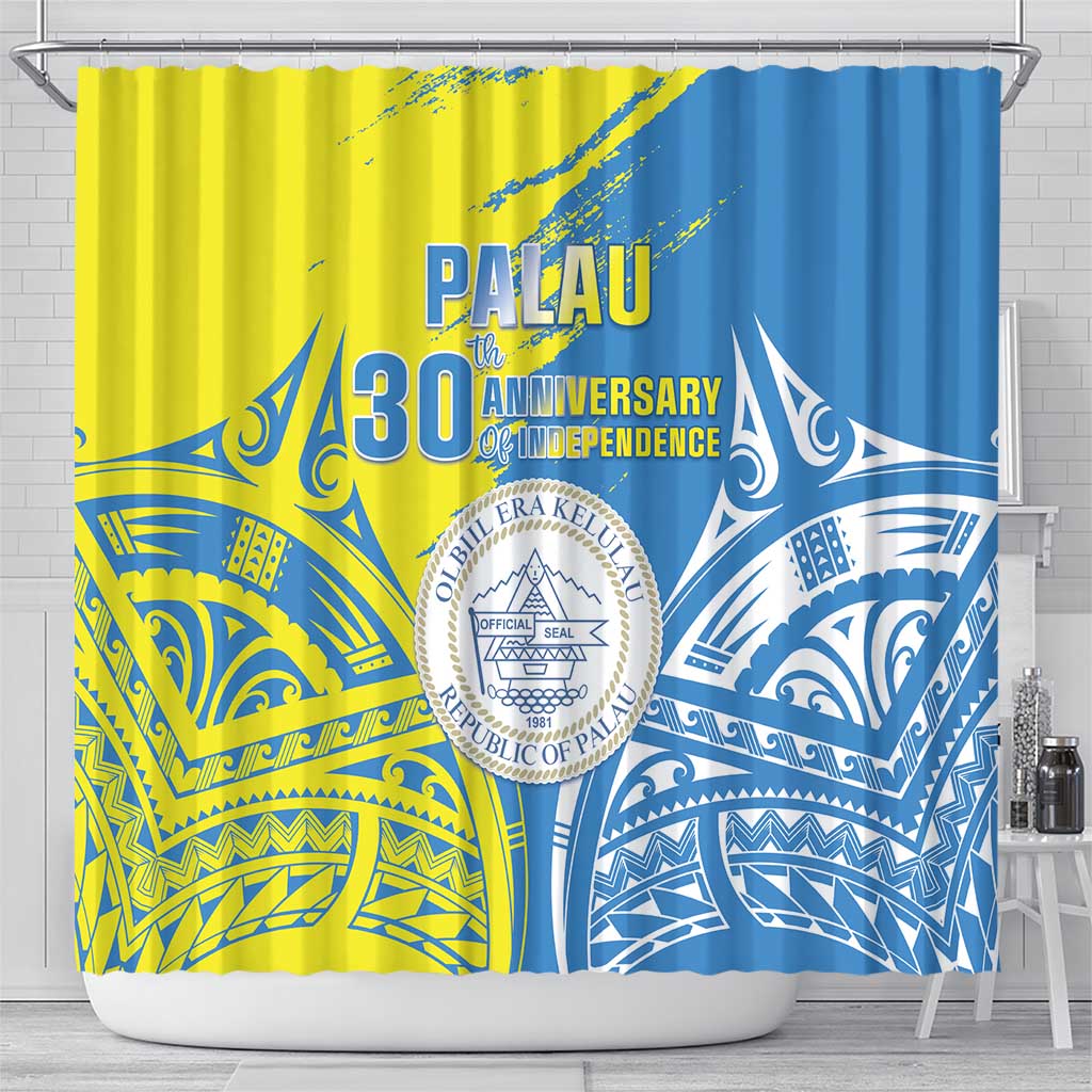 Palau Independence Day Shower Curtain Happy 30th Anniversary